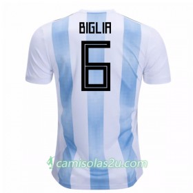 Camisolas de Futebol Argentina Biglia 6 Equipamento Principal Copa do Mundo 2018 Manga Curta